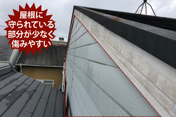 屋根に守られている部分が少なく傷みやすい